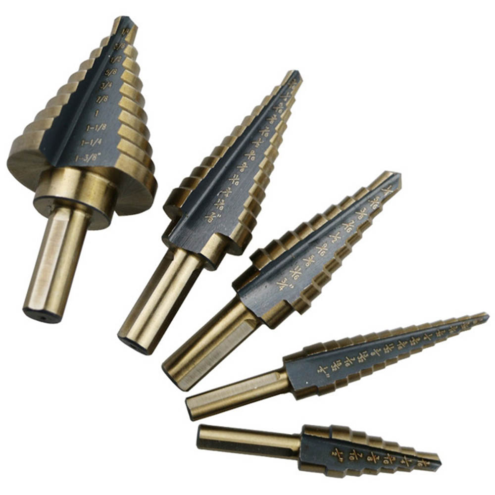 5PCS HSS Cobalt Metal Steel Step Drill Bit Set Kit Multiple Hole Cutter 50 Sizes 